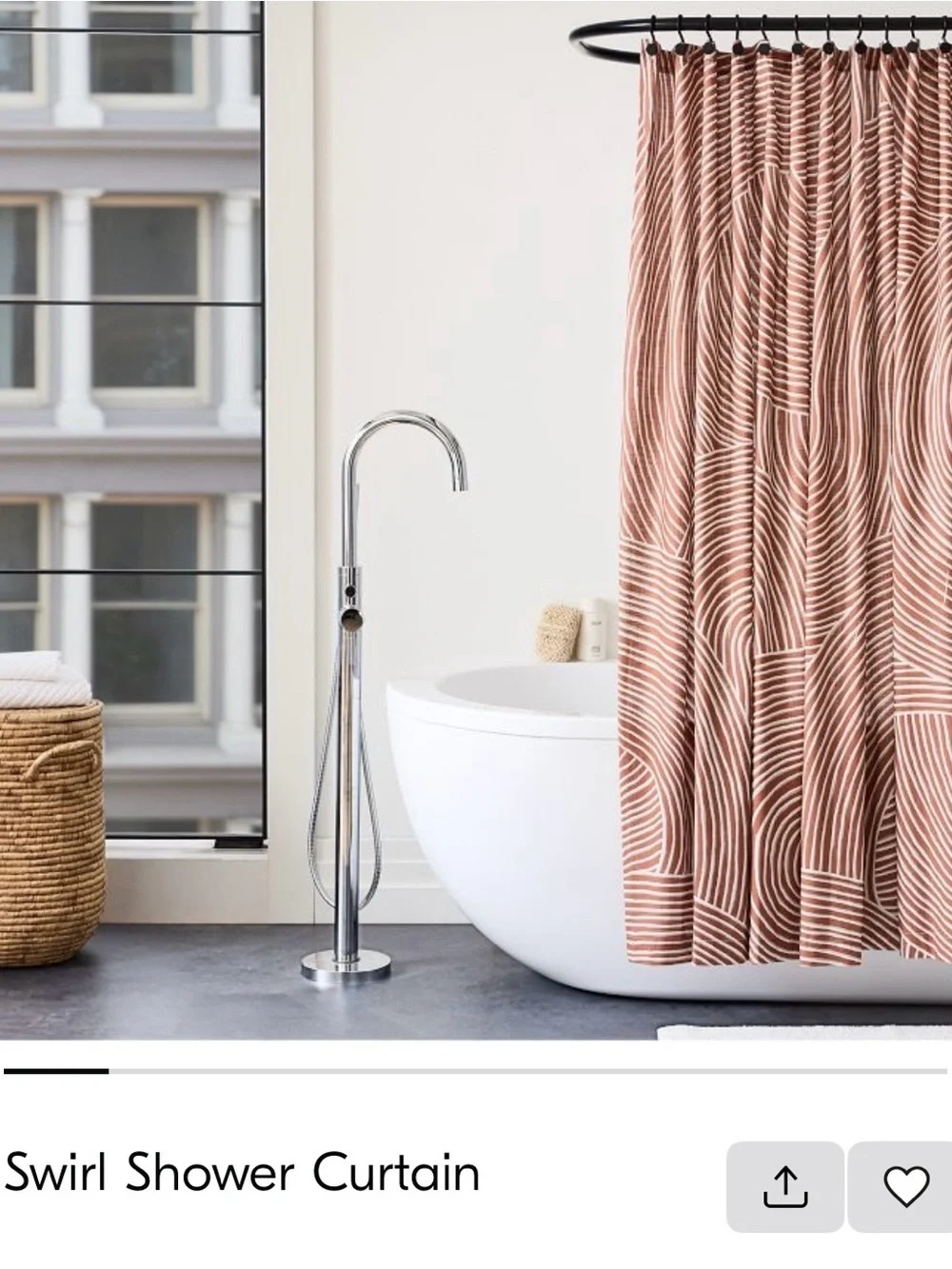 West Elm Blush Swirl Shower Curtain